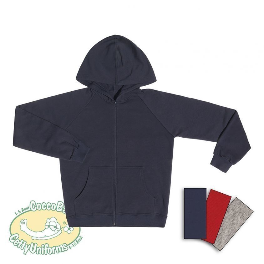 felpa bambino in cotone con zip nera